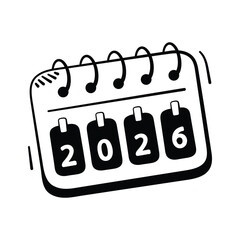 Grab this doodle icon of new year 2026 calendar, new year vector in trendy design