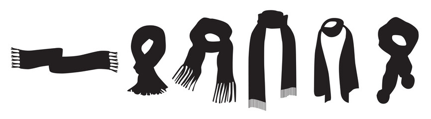  neck scarf vector silhouettes 