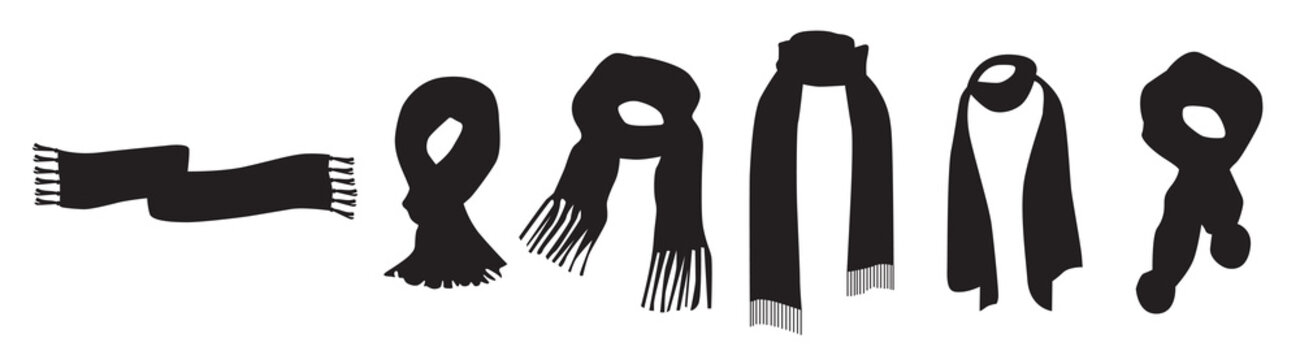  neck scarf vector silhouettes 