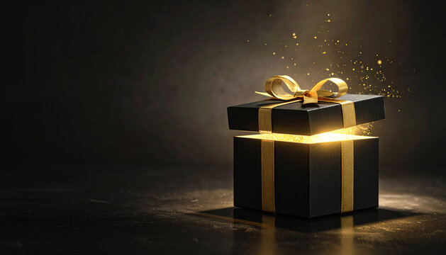 single black and gold gift box highlighting magical curiosity