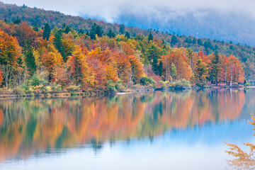 Lake Bohinj bathed in autumn magic. The kingdom of the golden-horned ibex.