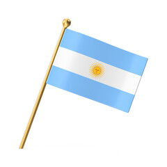 Miniature Flag of Argentina on a Golden Pole