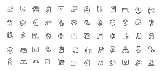Quality Control line icon set. Included the icons as inspect, QA, qualify, quality control, check, verify, and more.