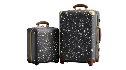 A Black Suitcases with White Star Patterns