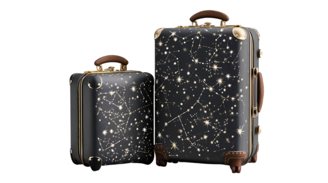 A Black Suitcases with White Star Patterns - Powered by Adobe