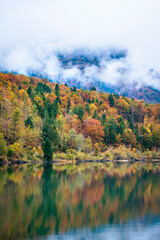 Lake Bohinj bathed in autumn magic. The kingdom of the golden-horned ibex.