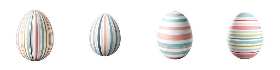 Pastel Striped Easter Eggs on White - Holiday Decoration Set