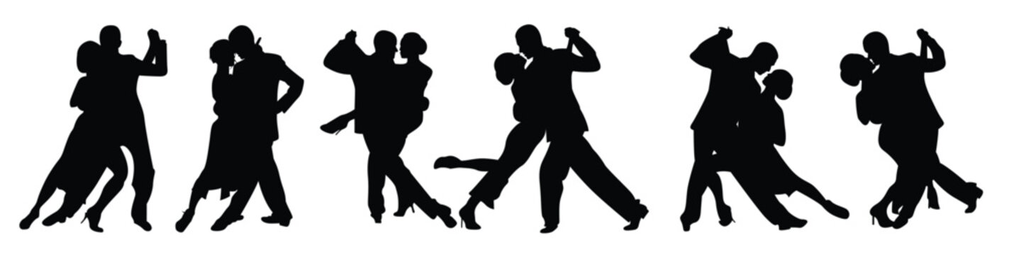  romantic dance silhouette vector collection