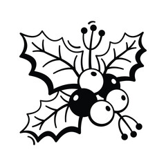 Creatively designed amazing icon of mistletoe in hand drawn style
