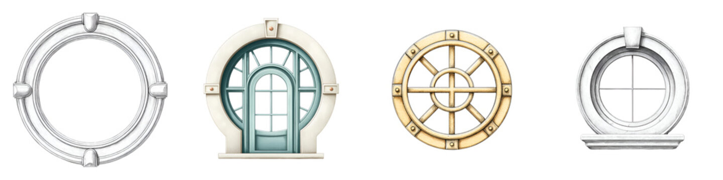Round Window Collection: Architectural Design Illustration