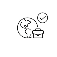 Approved global transaction, safe international business. Pixel perfect, editable stroke vector icon