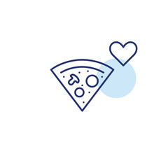 Pizza slice and heart. Great taste, comfort food and unhealthy dinner. Pixel perfect, editable stroke vector icon