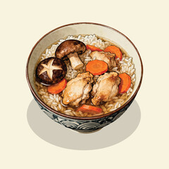 Chicken Drumstick and Mushroom Rice Bowl