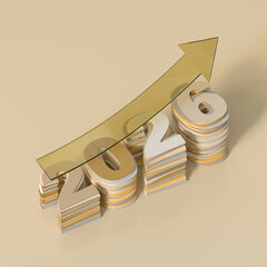 Upward trend arrow pointing to 2026 indicating growth and positive change