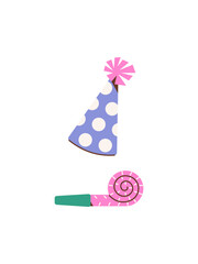 Birthday party elements. Vector stylized color illustration.