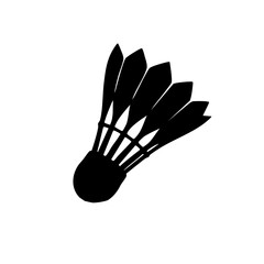 Black silhouette of a badminton shuttlecock on white background  