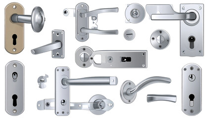 Obraz premium set of door latches isolated on transparent background