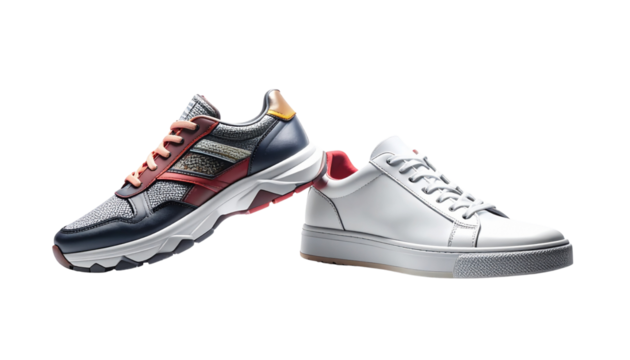  Sneaker side view bundle with trendy and classic variations, isolated on transparent background