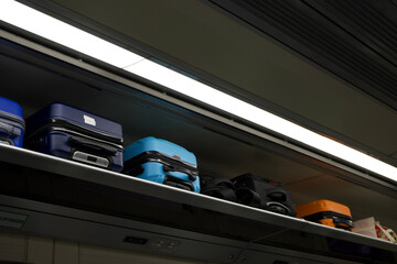 colorful luggages on the train