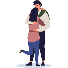 Couple Embracing Tenderly With Woman Hugging Man From Behind Showing Affectionate Bond and Deep Connection During Moment of Comfort and Support