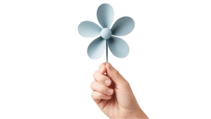 Hand Holding Light Blue Pinwheel - Playful Summer