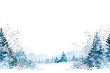 Fototapeta premium Winter line horizontal border outdoors nature forest.