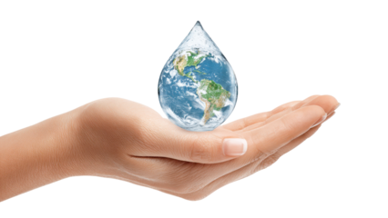Water Drop with Earth Inside: Clean Water Concept