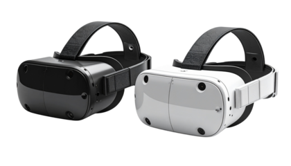  Professional VR headset duo with modern design for tech branding, isolated on transparent background