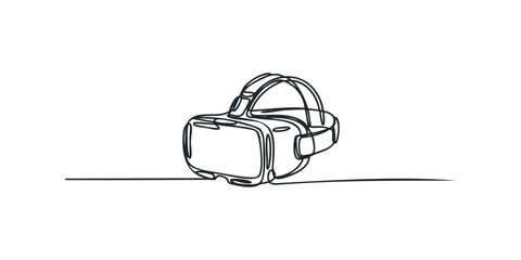 Headset for virtual reality in simple line drawing
