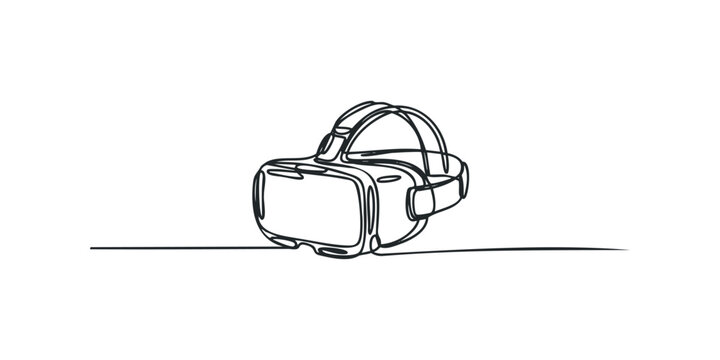 Headset for virtual reality in simple line drawing