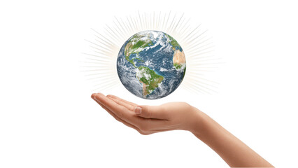Earth in Hand: Woman Holding Globe Representing Environmental Care