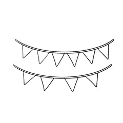 Minimalist bunting flags in black and white line art, perfect for festive or party-themed designs
