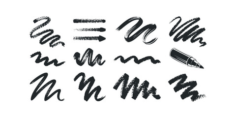 Obraz premium Black Marker Strokes and Arrows Collection