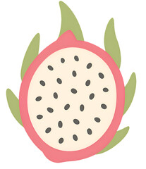 Dragon fruit transparent PNG isolated fruit clipart icon for menu design packaging labels stickers web and app graphics