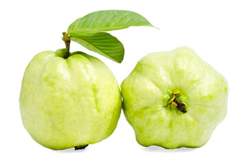 Fresh Guava fruit with sliced isolated on white background.