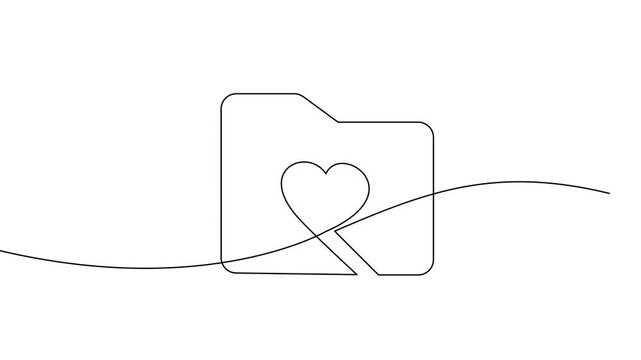 Love Folder One Line Drawing Design