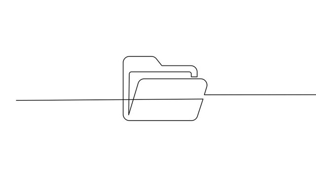 Continuous Line Drawing of Open Folder