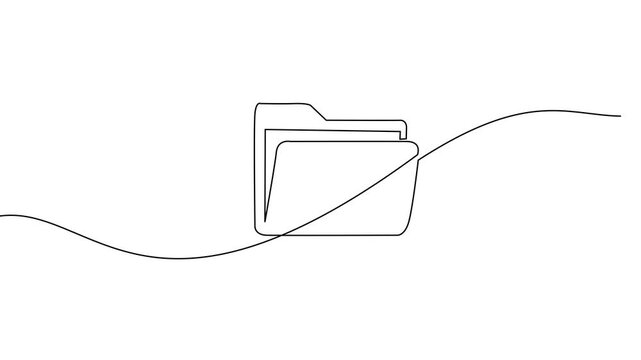 Continuous line drawing of folder icon.