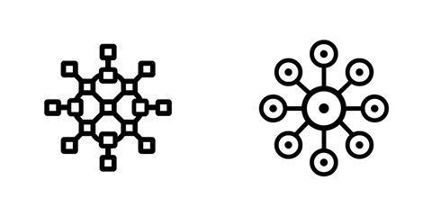 A flat illustration of a hub network connection icon is set against a white background in an eps file