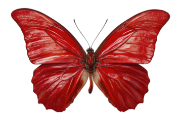 A stunning, digitally enhanced macro view of a symmetrical butterfly with vibrant red wings