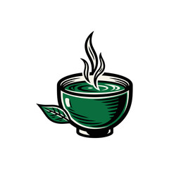 Green tea, Herbal tea, diet tea icon logo flat vector design