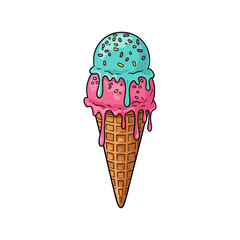 Ice cream, Sweet dessert icon logo flat vector design