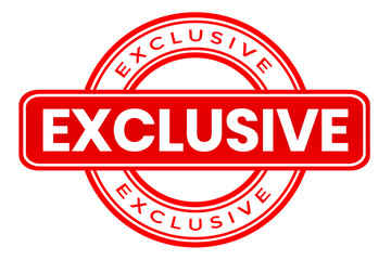 red exclusive round stamp vector illustration element png file transparent background
