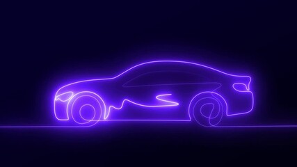 4k animation car line neon icon animation purple color Glowing neon line Delivery tracking icon isolated on black background .Create a sleek and modern appearance, like a futuristic concept. - Powered by Adobe