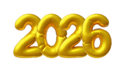 Realistic golden inflated balloons 2026 date text number, New year 3D vector design, celebration greeting card, calendar