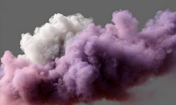 Generate realistic and voluminous smoke from a flare in purple, gray, and pink colors