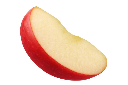 Red apple fruit wedge slice on transparent background