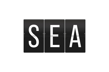 SEA Airport Code on Split Flap Display Sign Representing Seattle Tacoma International Airport Travel and Flight Information Concept