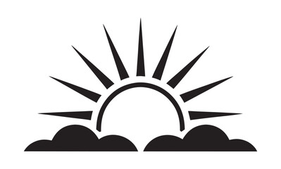 Sunlight Breaking Through Clouds Silhouette Vector Scene