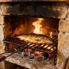 GRIGLIATA DI PESCE SU VECCHIO CAMINO 